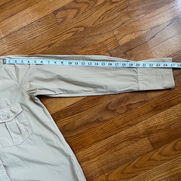 Alex Mill Keeper Button Up Utility Shirt Khaki Tan 100% Cotton Size Medium - Picture 4 of 6